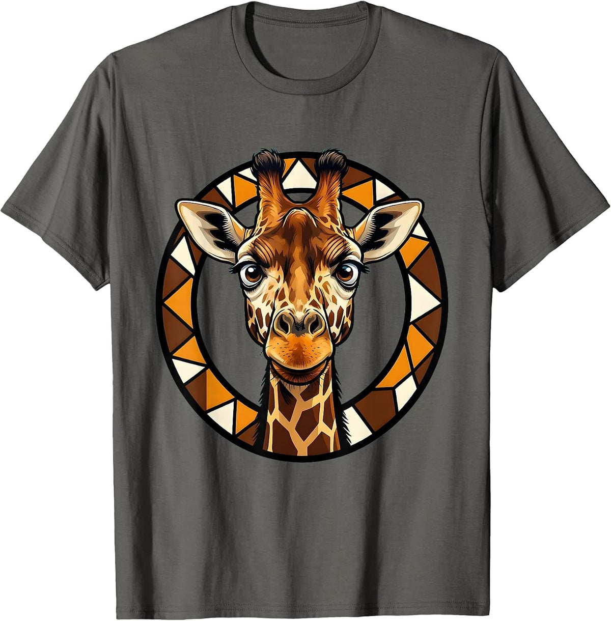 Giraffe Pattern Dissolving Into Geometric Shapes T-Shirt - Asphalt Grey