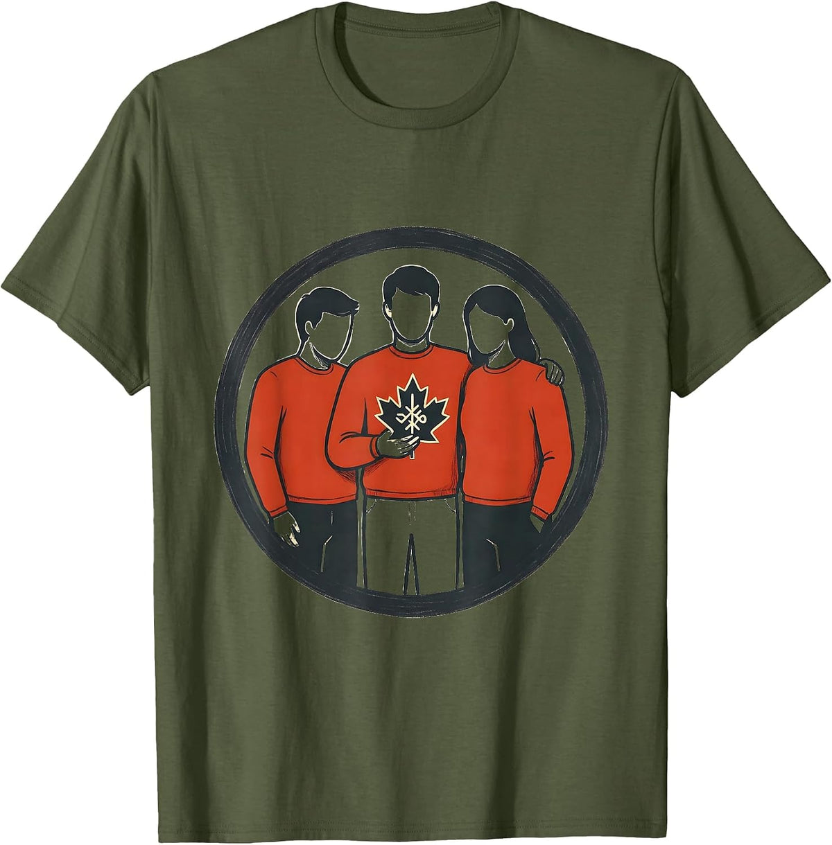 Sealed Badge Maple Glyph Dyslexia Awareness Red T-Shirt - Olive Green