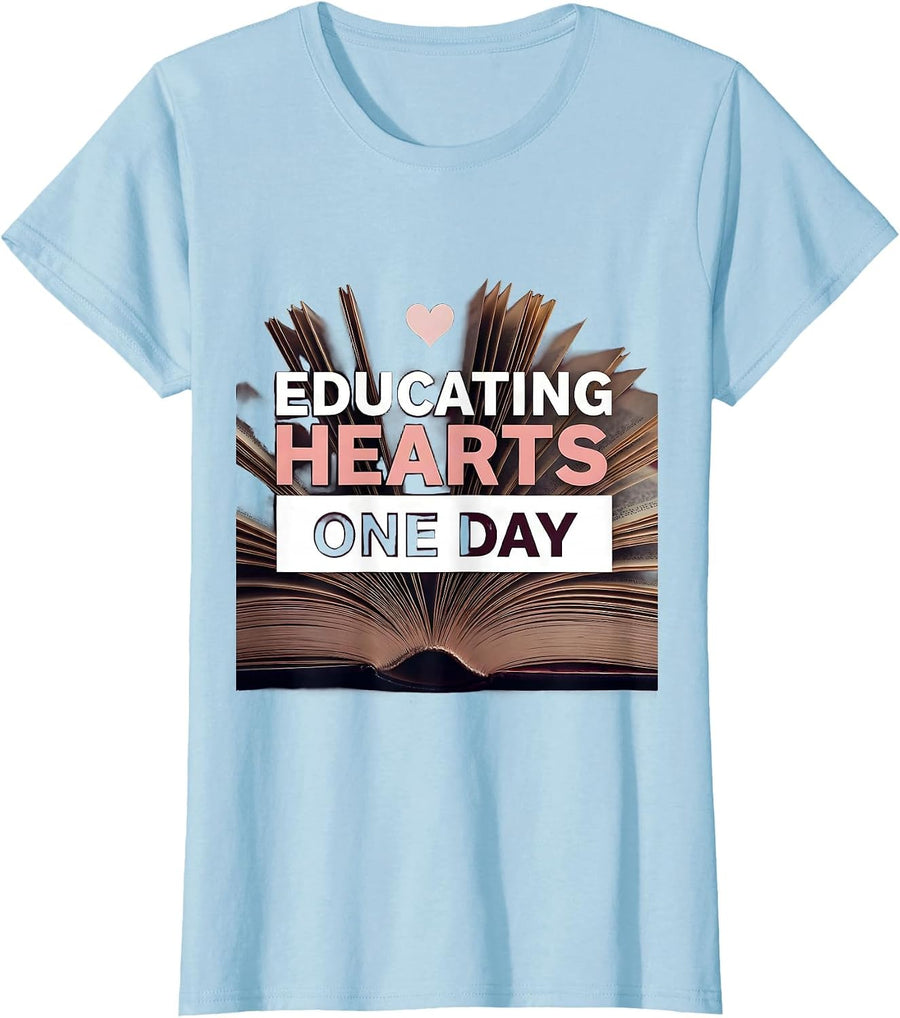 Women's Educating Hearts One Day Paraprofessional Design T-Shirt - Baby Blue