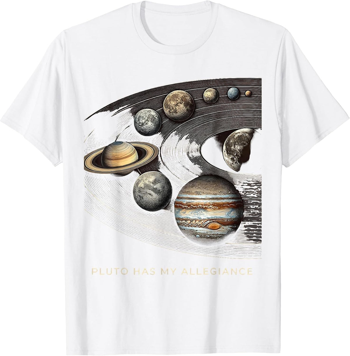 Men's Pluto Has My Allegiance Funny Solar System Space Humor T-Shirt - White