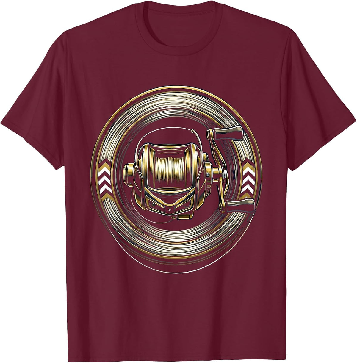 Spinning Reel Monofilament Line Fishing Graphic T-Shirt - Burgundy