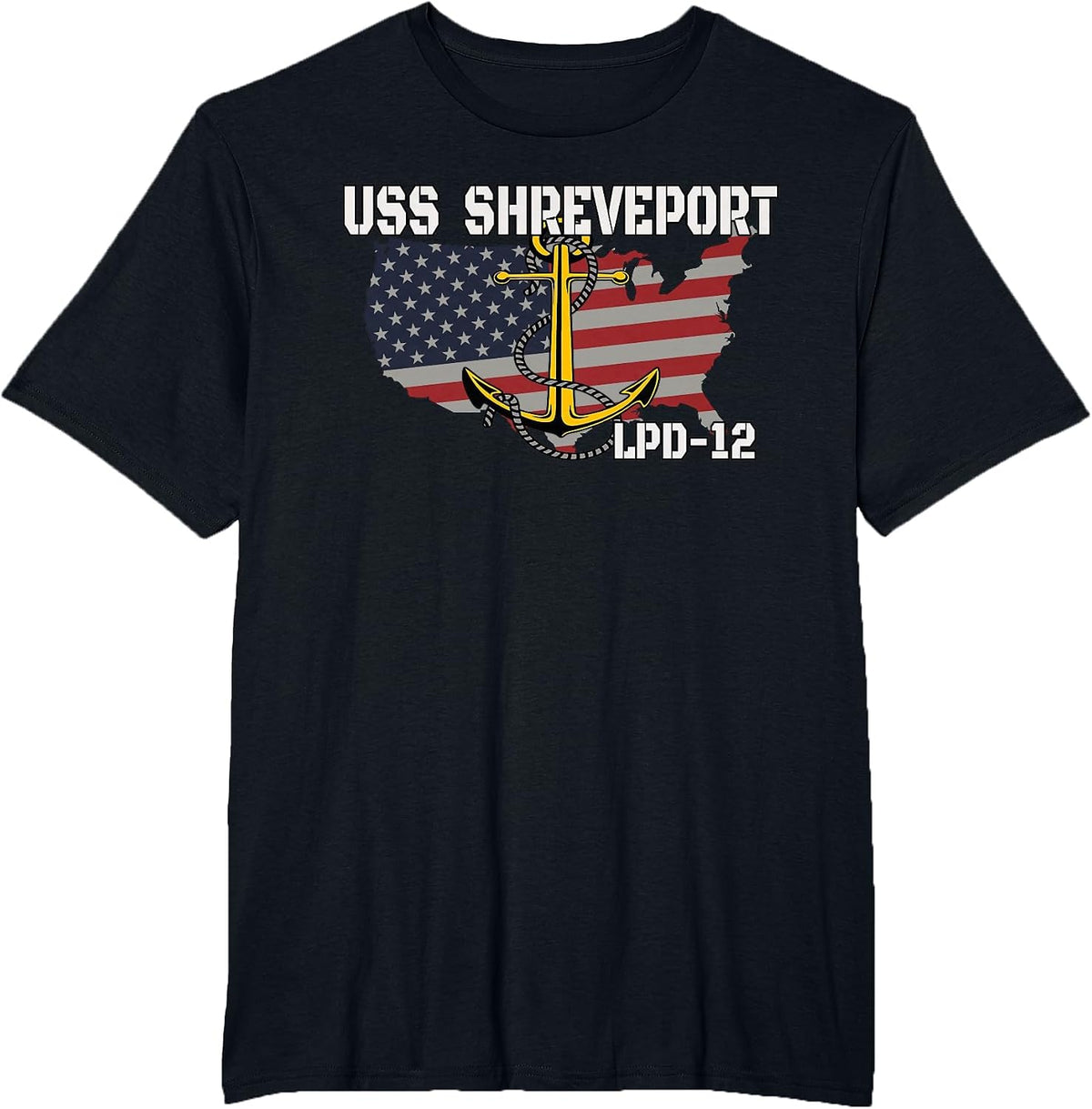 USS Shreveport LPD-12 Landing Platform Dock Veterans Father T-Shirt - Black