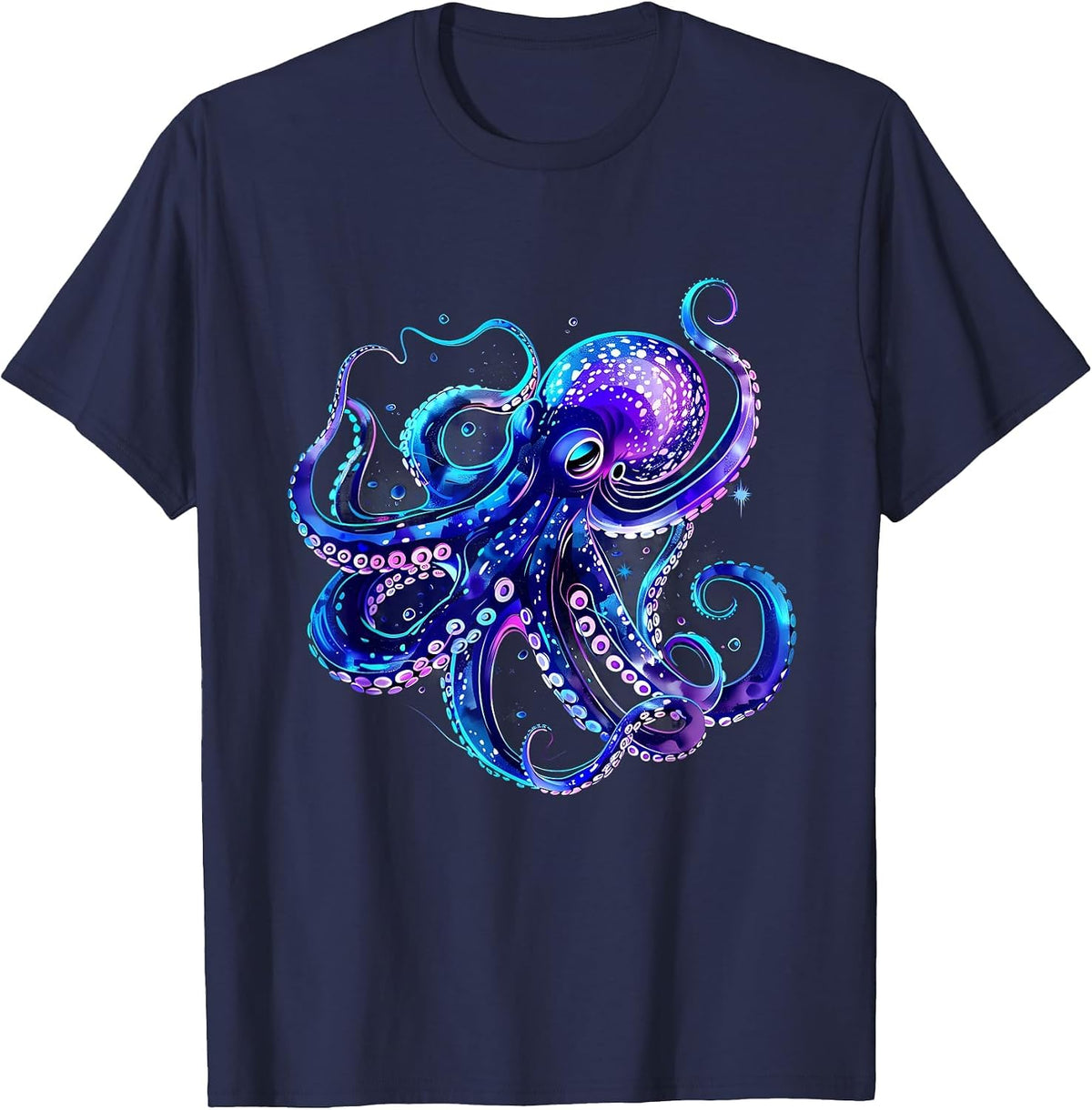 Octopus Artwork Sea Ocean Animal Lover Motif Sea Creature T-Shirt - Navy Blue