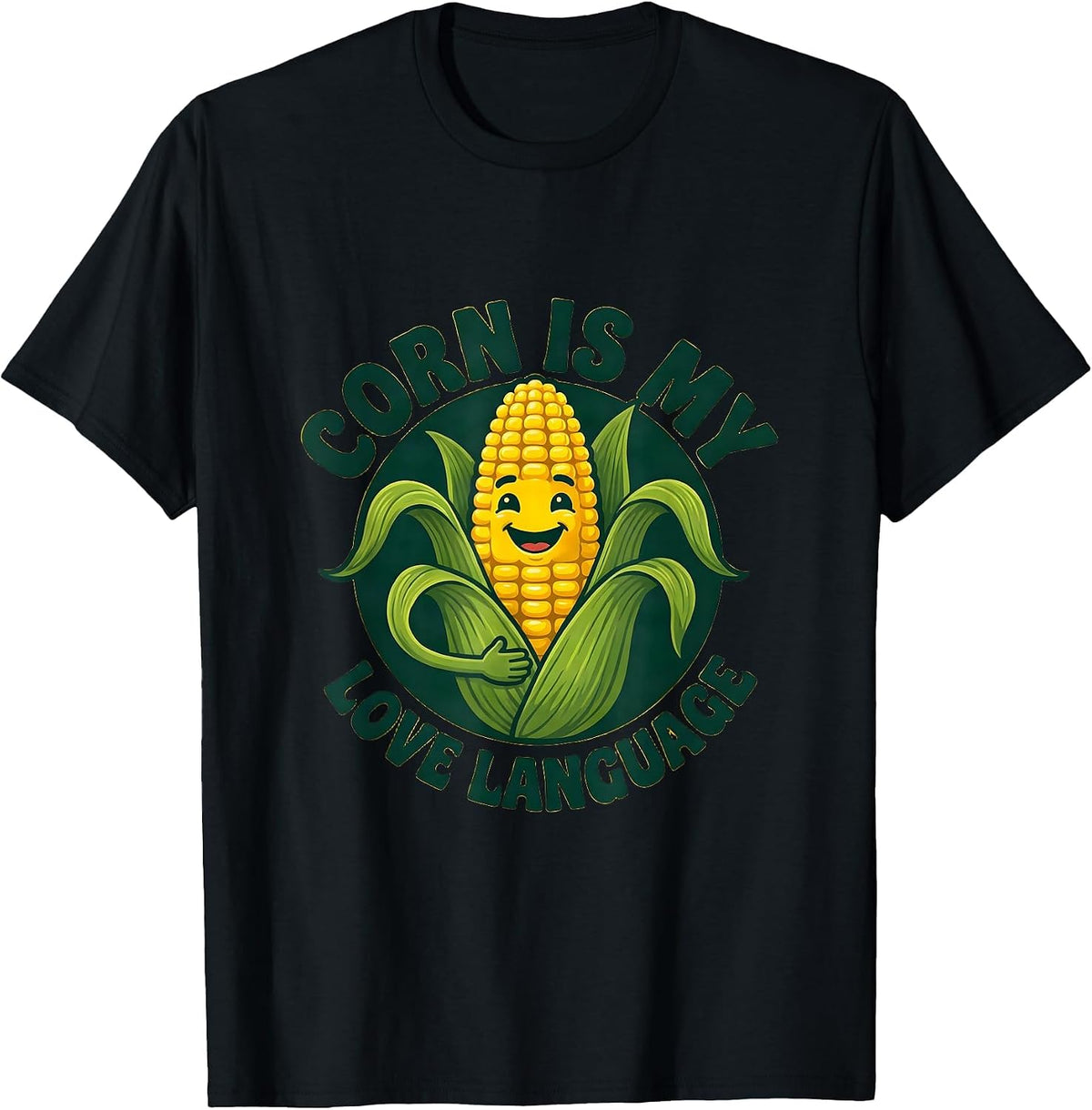 Men's Corn Is My Love Language Funny Corn Design T-Shirt - Black