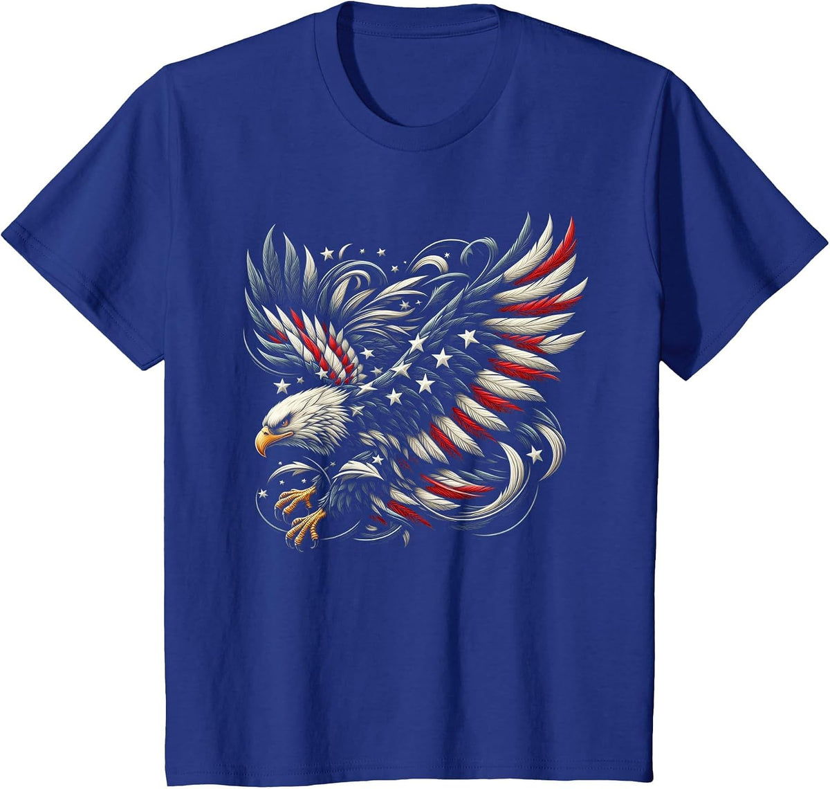 Patriotic American with Eagle and USA Flag T-Shirt - Royal Blue
