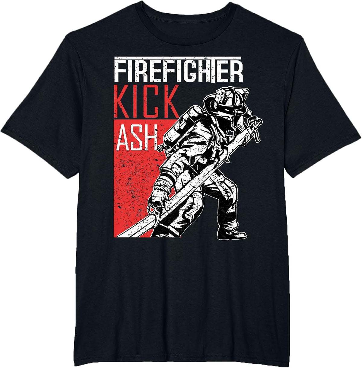 Firefighter Kick Ash Fireman T-Shirt - Black