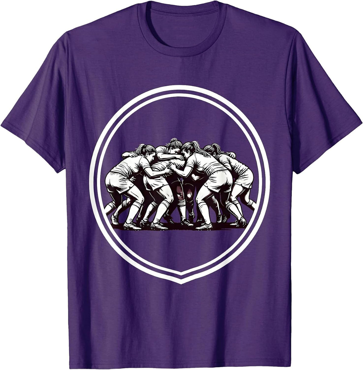 Rugby Scrum Pack Pushing Forward Illustration T-Shirt - Purple