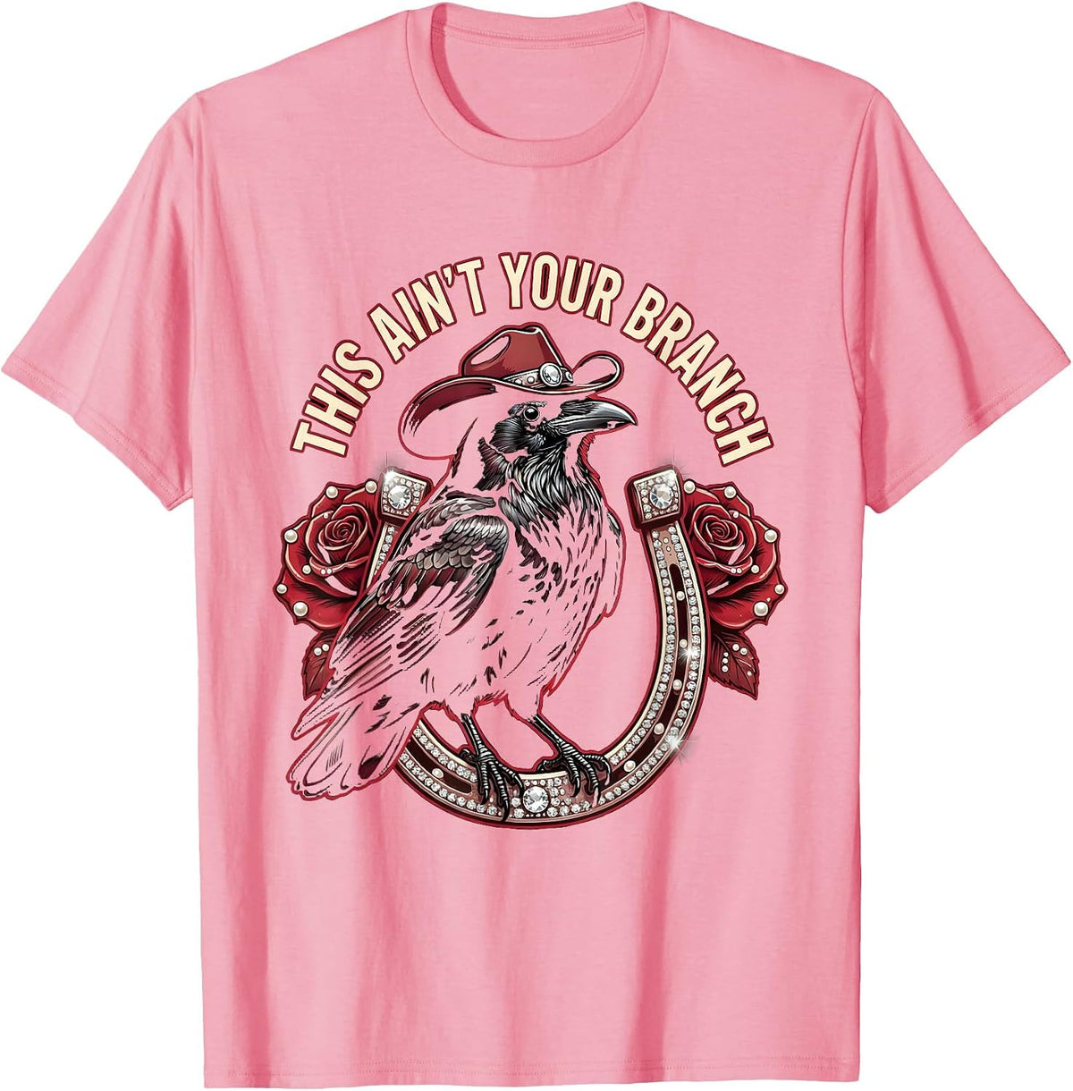 Men's Fawk Off Crow This Ain't Your Branch Design T-Shirt - Pink