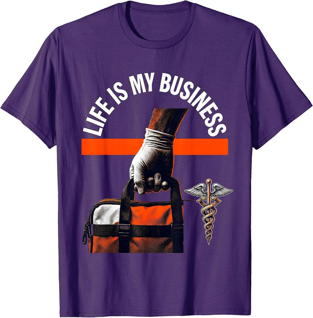 Men's Life Is My Business EMT Graphic Design T-Shirt - Purple