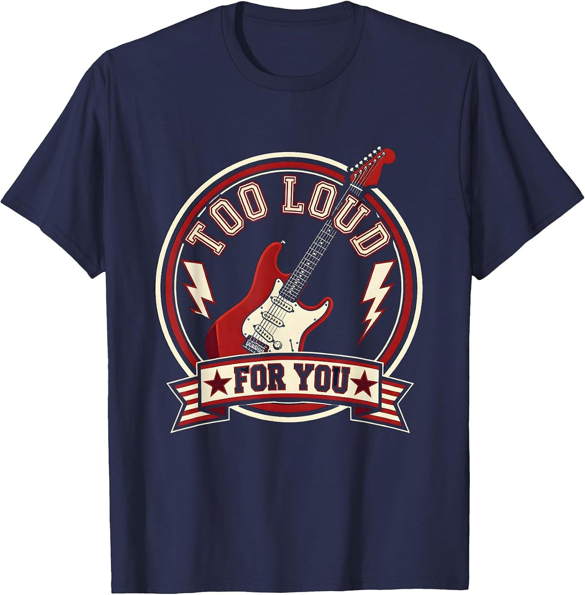 Too Loud For You 90s Band Rock Music Design T-Shirt - Navy Blue