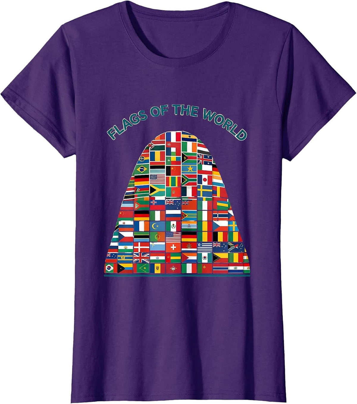Women's Flags Of The World Geography Lover World Traveler Gift T-Shirt - Purple