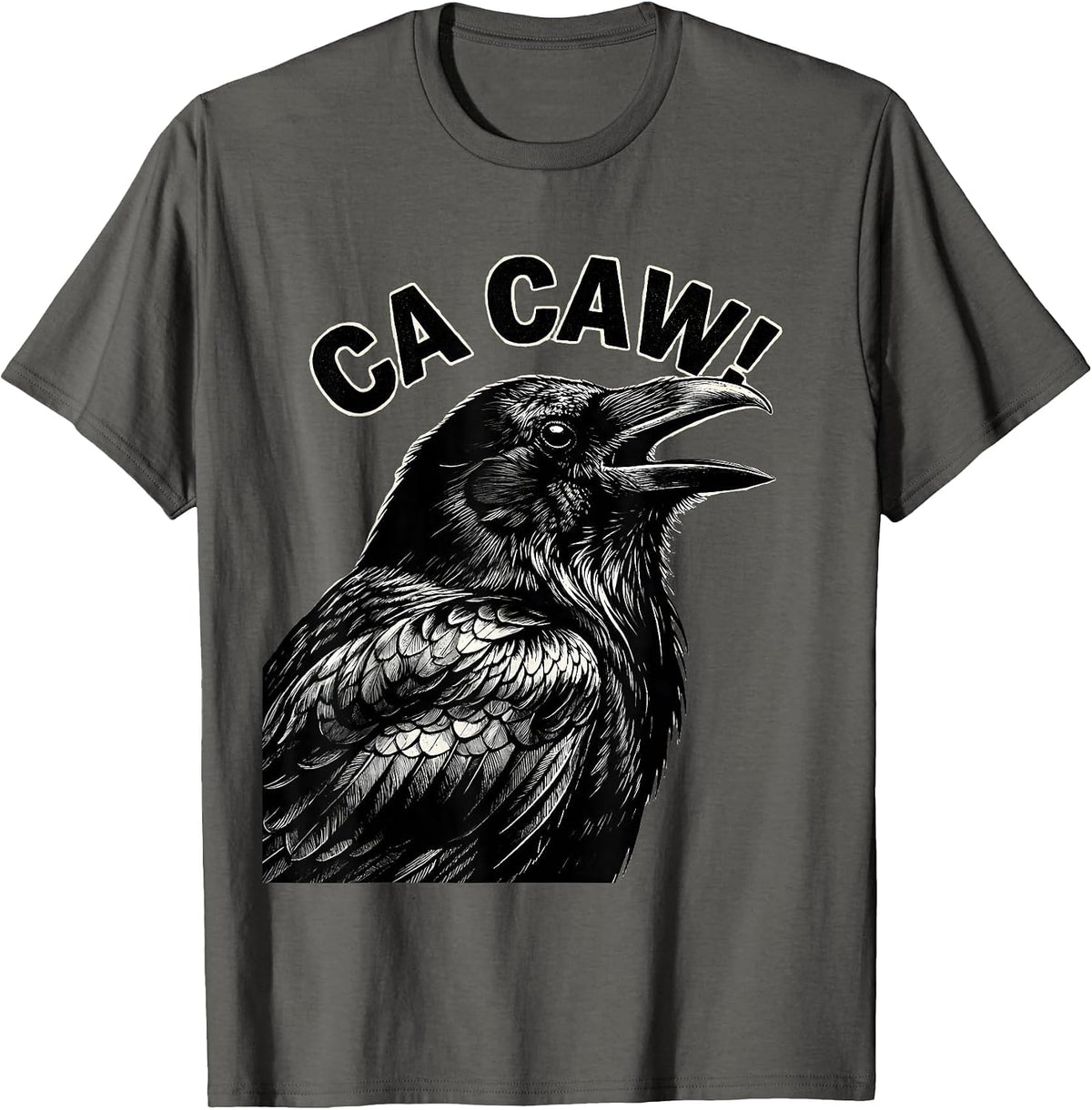 Men's Ca Caw! Funny F-Caw-F Crow Humor Dark Bird Gothic T-Shirt - Asphalt Grey