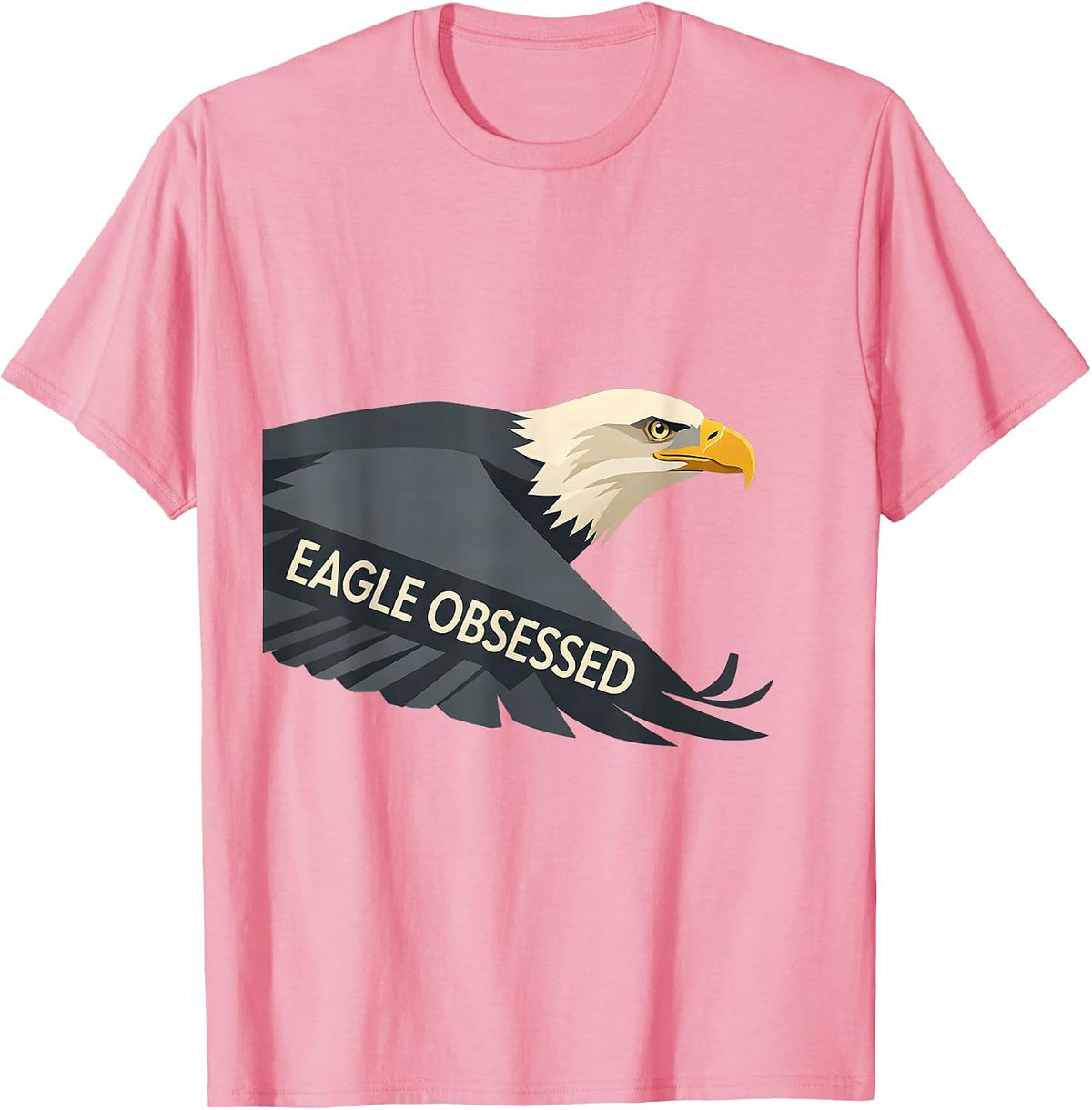 Men's Eagle Obsessed Flat Vector Bald Eagle Mascot Fan Pride T-Shirt - Pink