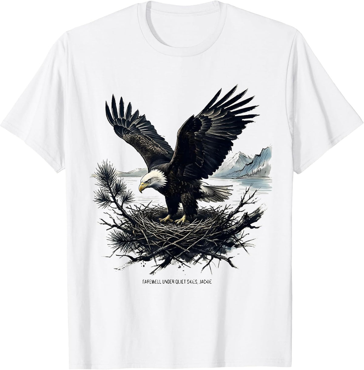 Men's Farewell Under Quiet Skies Jackie Bald Eagle Memorial T-Shirt - White