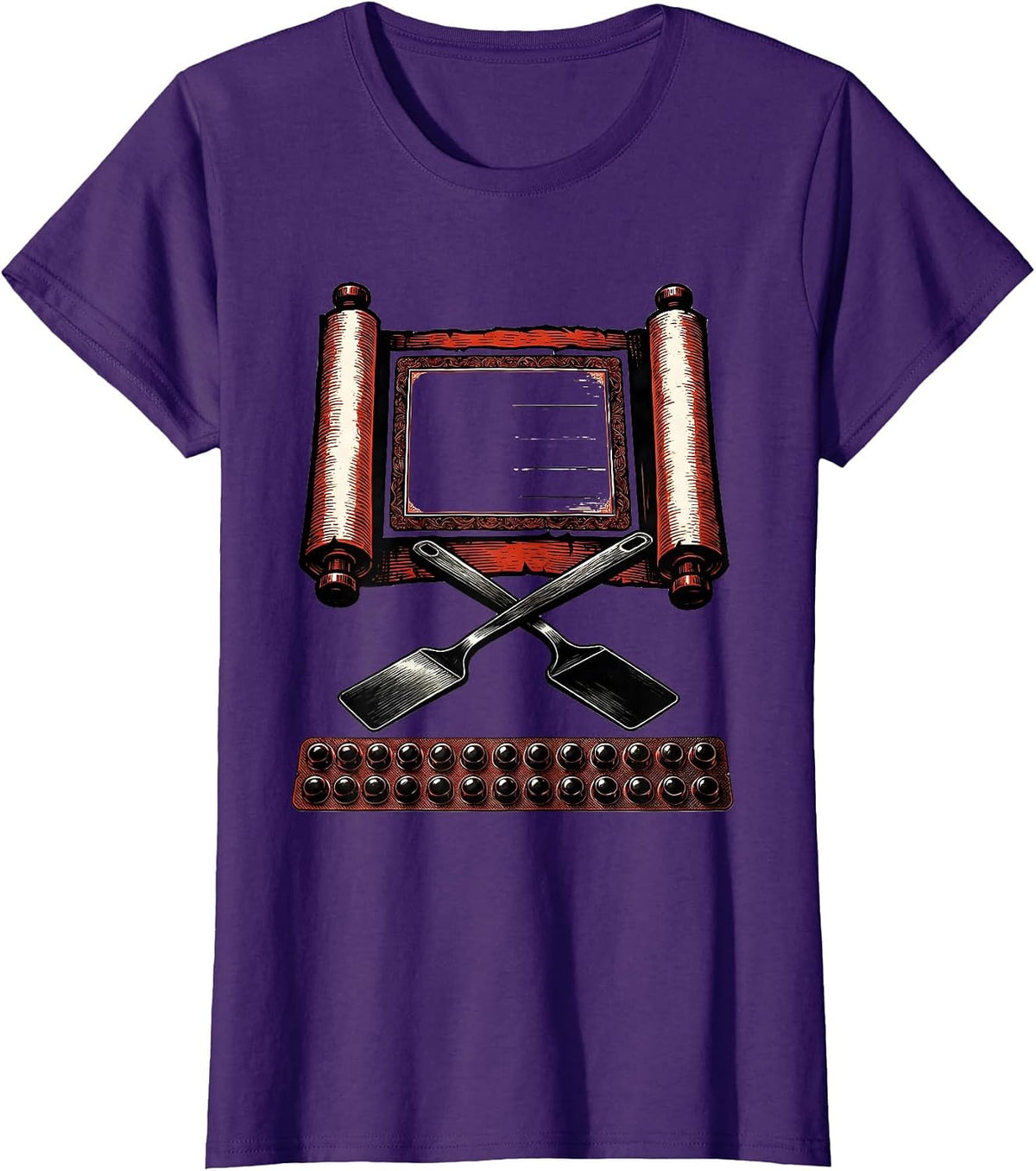 Women's Pharmacy Tech Scroll Counting Tray Stencil Graphic T-Shirt - Purple