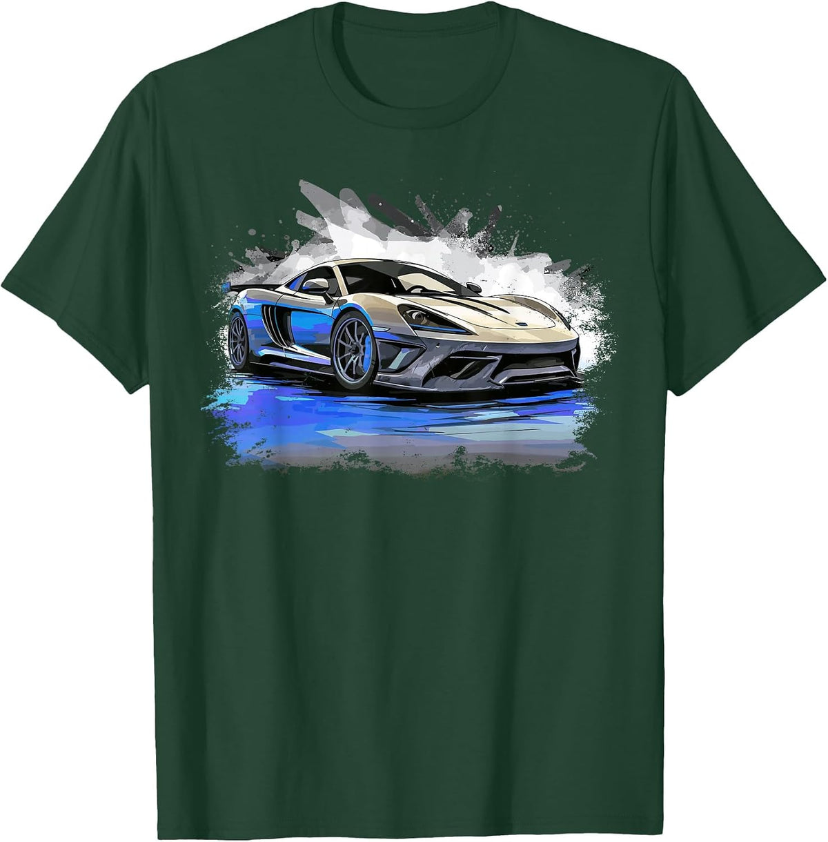 Supercar Sports Car Exotic Concept Art Hypercar Boys Graphic T-Shirt - Dark Green