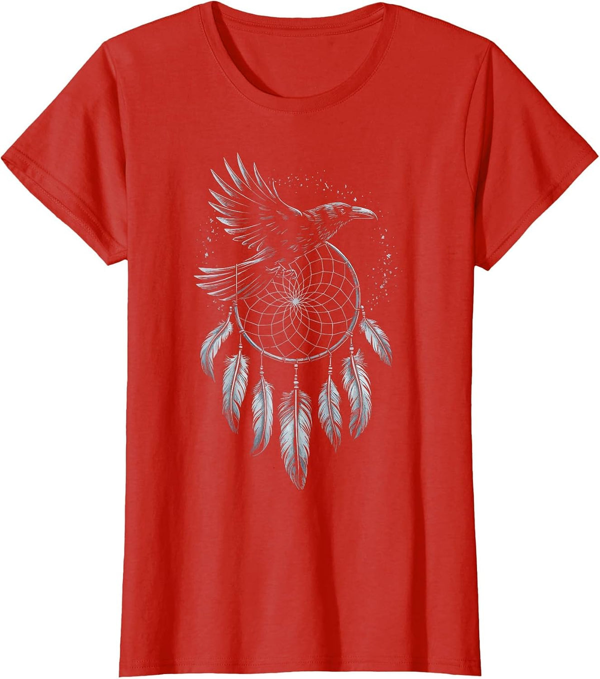 Raven Dreamcatcher Goth T-Shirt - Red