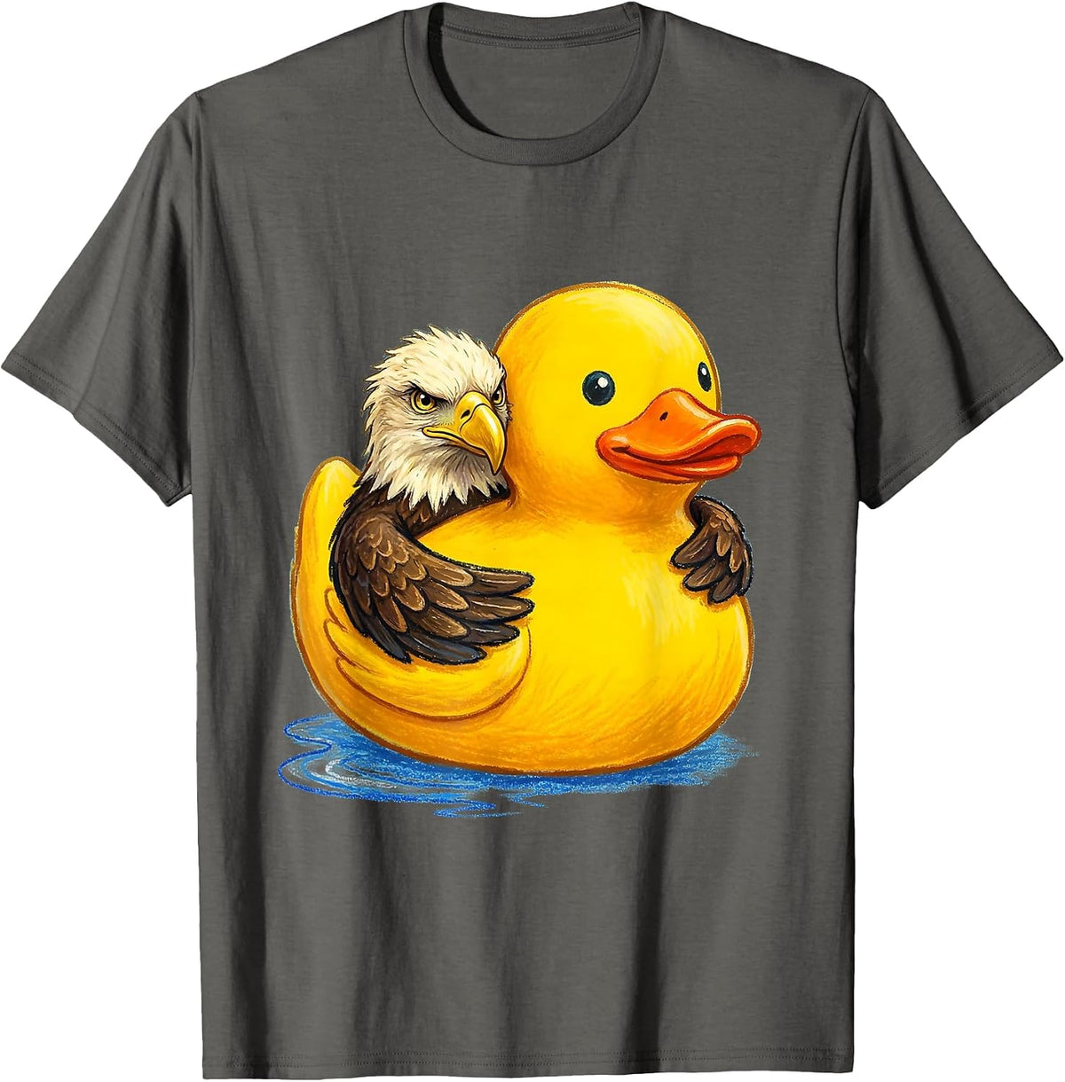 Men's Bald Eagle With Sunglasses Naive Kidcore Family Humor T-Shirt - Asphalt Grey