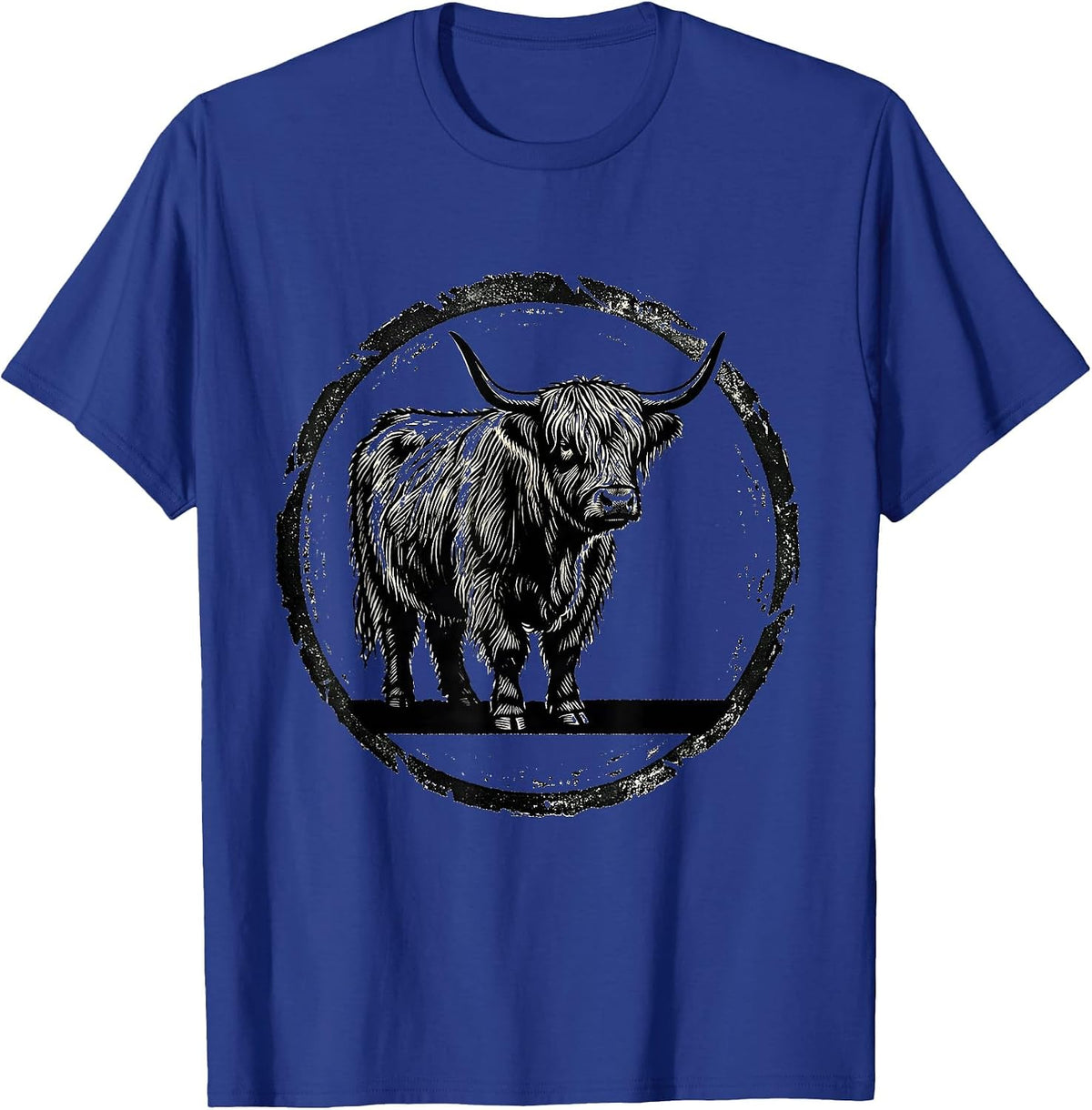 Sealed Highland Cow Rubber Stamp Funny Animal Lover T-Shirt - Royal Blue