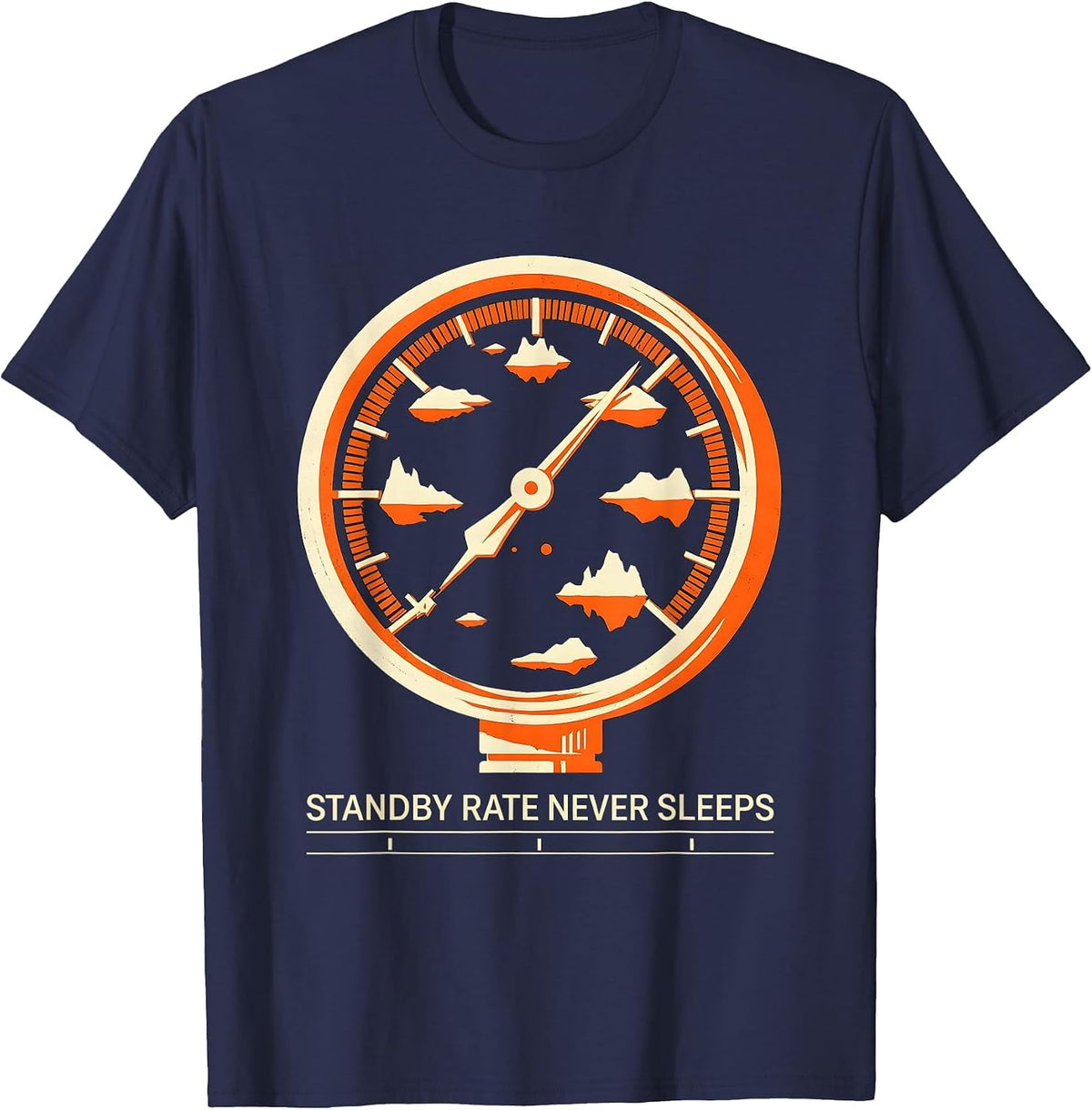 Men's Standby Rate Never Sleeps Funny Plumber Pipefitter T-Shirt - Navy Blue