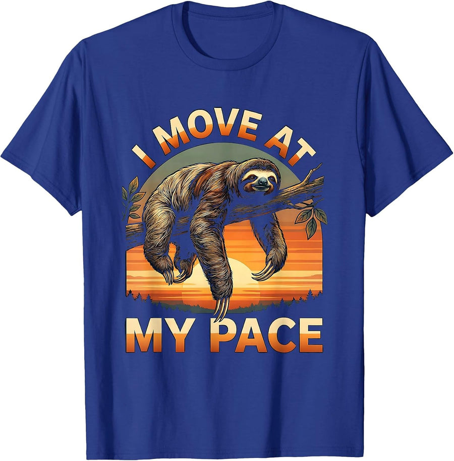 I Move At My Pace Funny Sloth Lover Lazy Humor Gift T-Shirt - Royal Blue