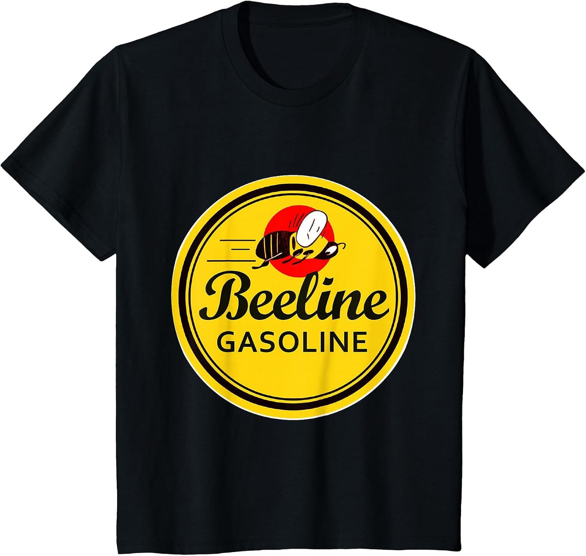 Retro Vintage Gas Station Beeline Gasoline Motor Oil Sign T-Shirt - Black