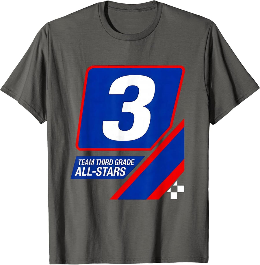 Team Third Grade All-Stars Racing Livery School Spirit T-Shirt - Asphalt Grey