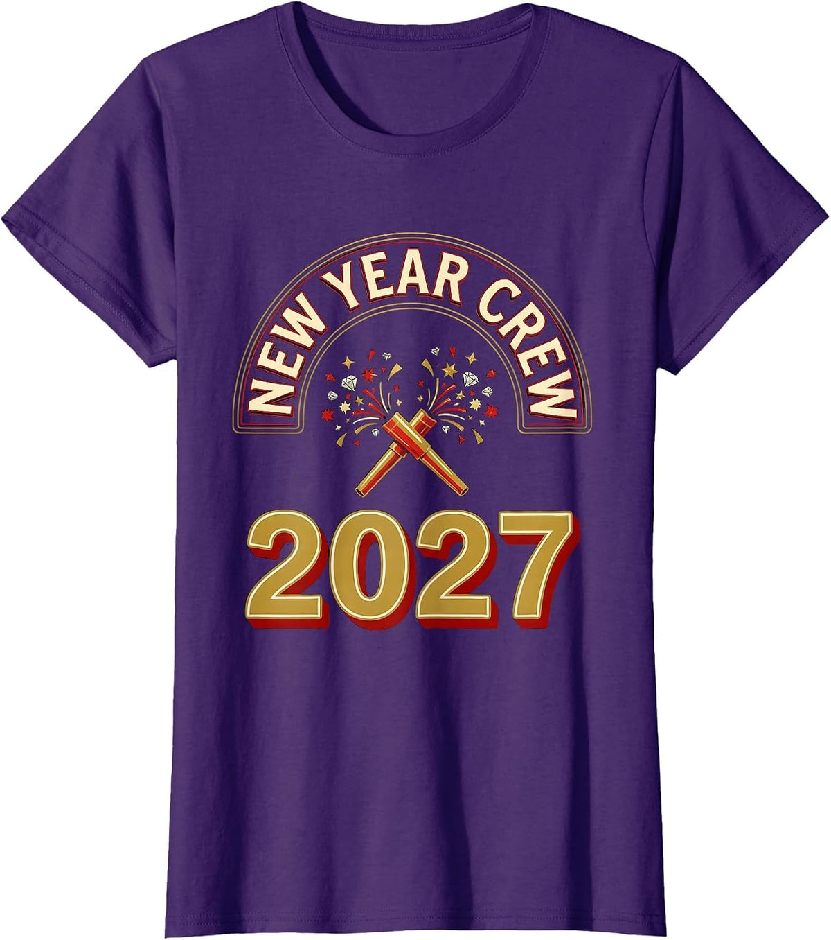 Women's New Year Crew 2027 Festive Party Family Matching Celebration T-Shirt - Purple