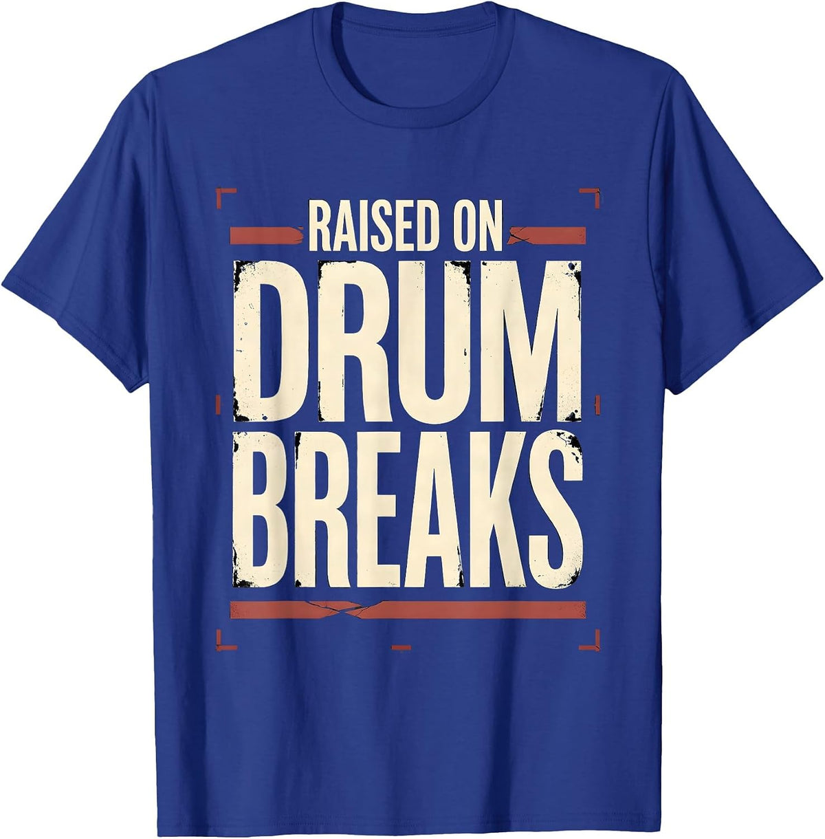Raised On Drum Breaks Vintage 90s Hip-Hop Rap Lyric T-Shirt - Royal Blue