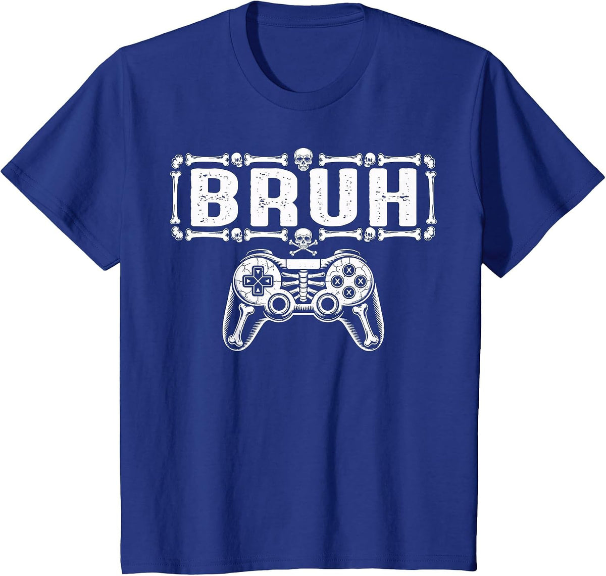 Halloween Skeleton Gamer Bruh Funny Video Gaming Boys Kids T-Shirt - Royal Blue
