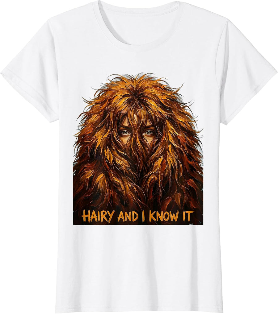 Women's Hairy and I Know It Highland Cow Design T-Shirt - White