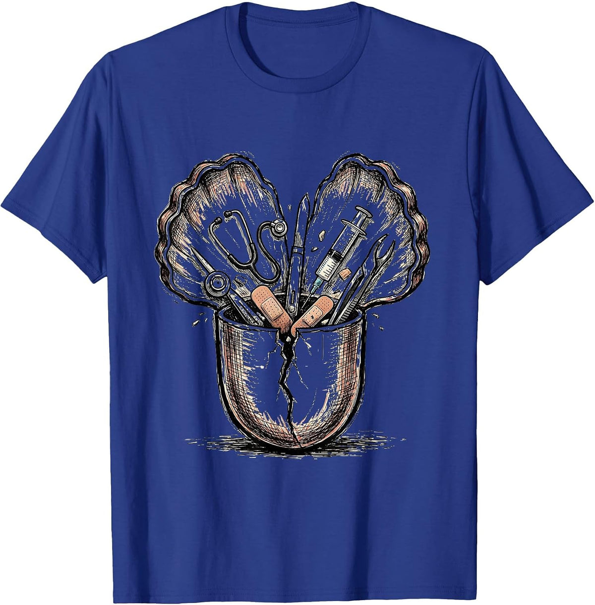 Men's Medical Assistant Pill Capsule Tools Graphic T-Shirt - Royal Blue