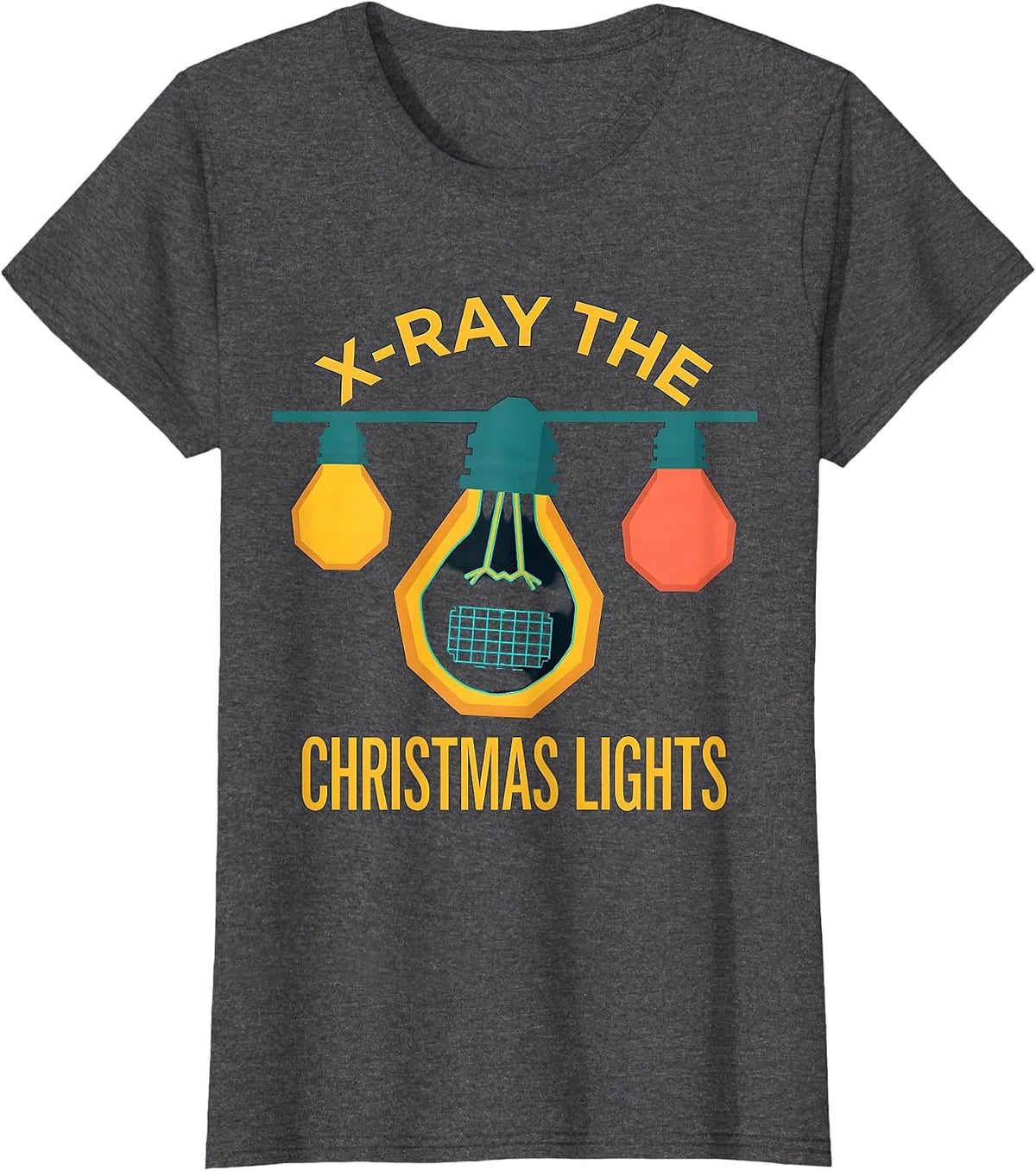 Women's X-Ray The Christmas Lights Funny Radiology Tech Christmas T-Shirt - Dark Heather Grey