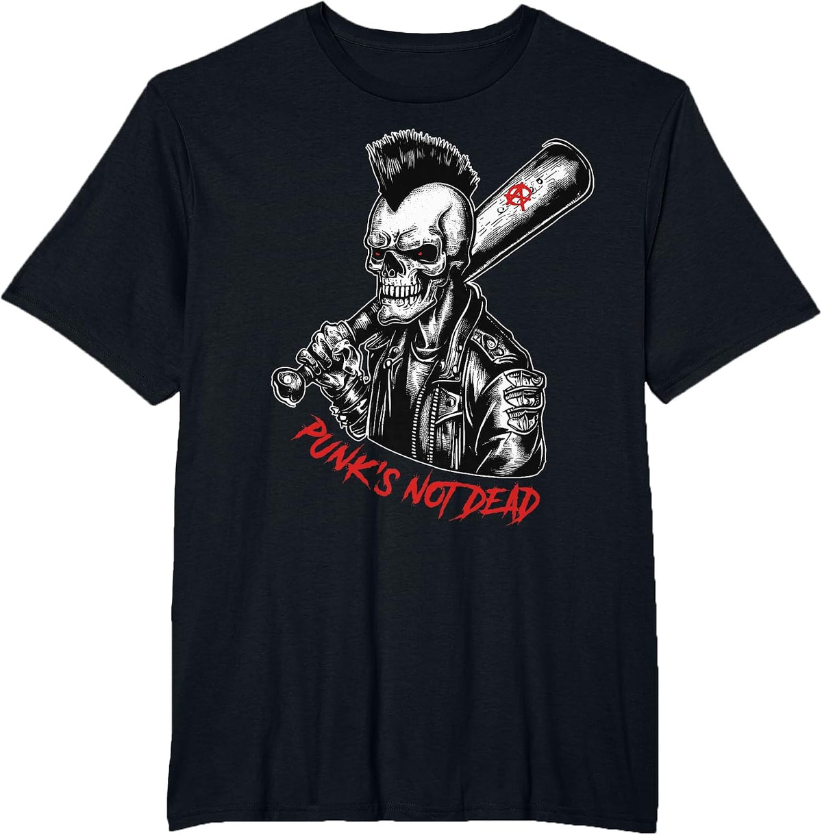 Punks NOT Dead Shirt Skull 70s 80s Emo Punk Goth Clothes T-Shirt - Black