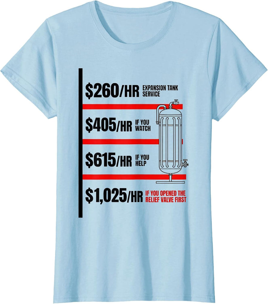 Women's $260/HR Funny Plumber Hourly Rate Plumbing Humor T-Shirt - Baby Blue