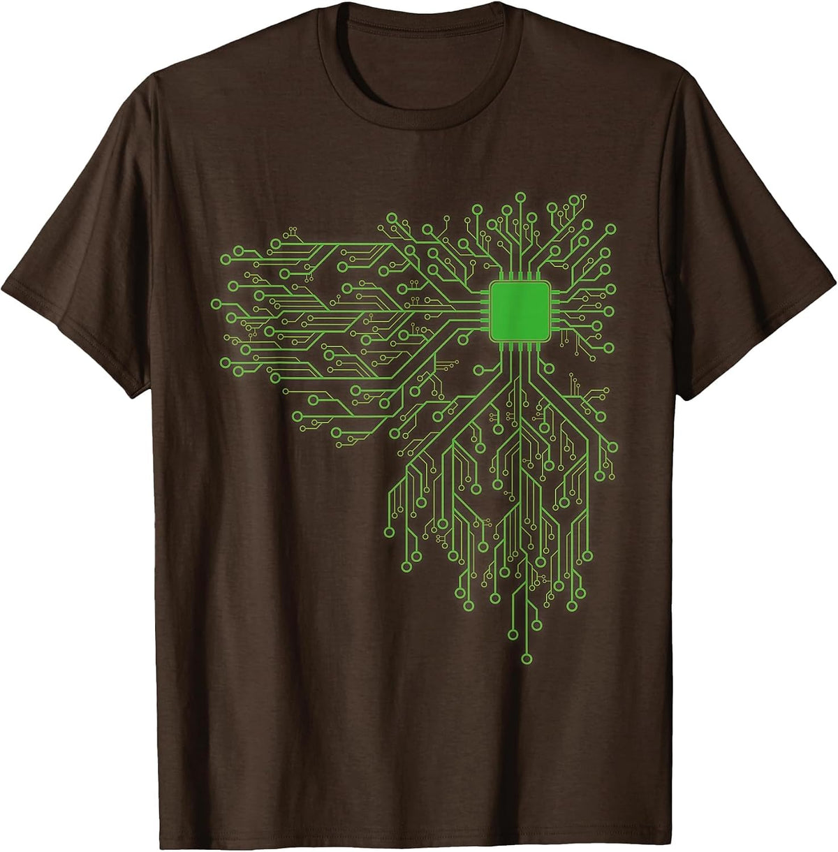 Computer Chip CPU Core Heart - Funny Computer Geek T-Shirt - Brown