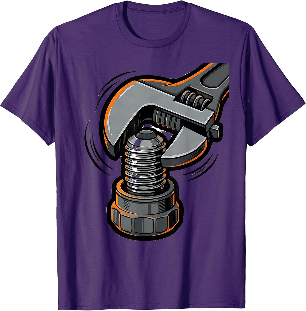 Men's Oversized Pipe Wrench Funny Plumber Gift T-Shirt - Purple