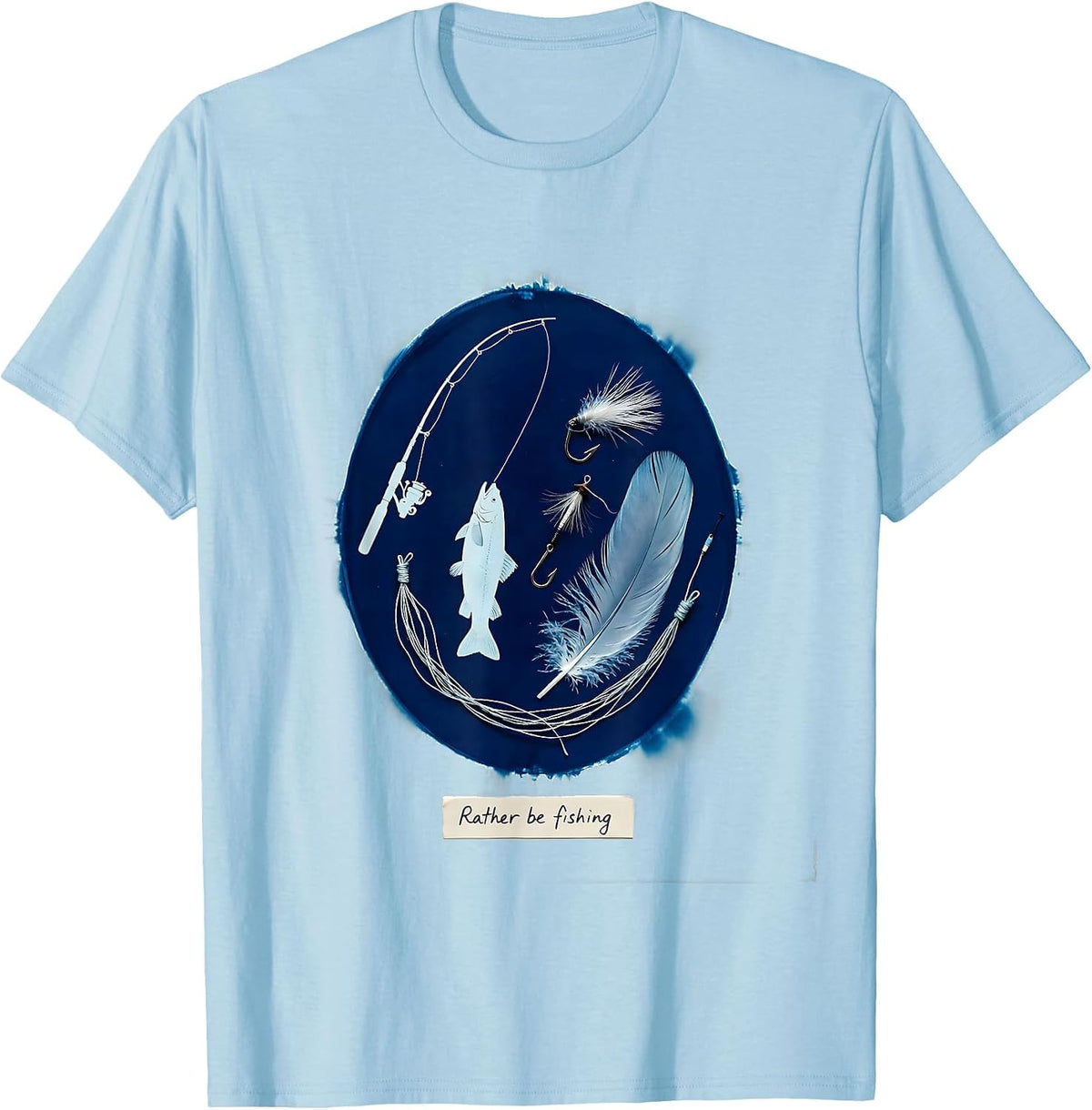 Men's Rather Be Fishing Outdoors Graphic Design T-Shirt - Baby Blue