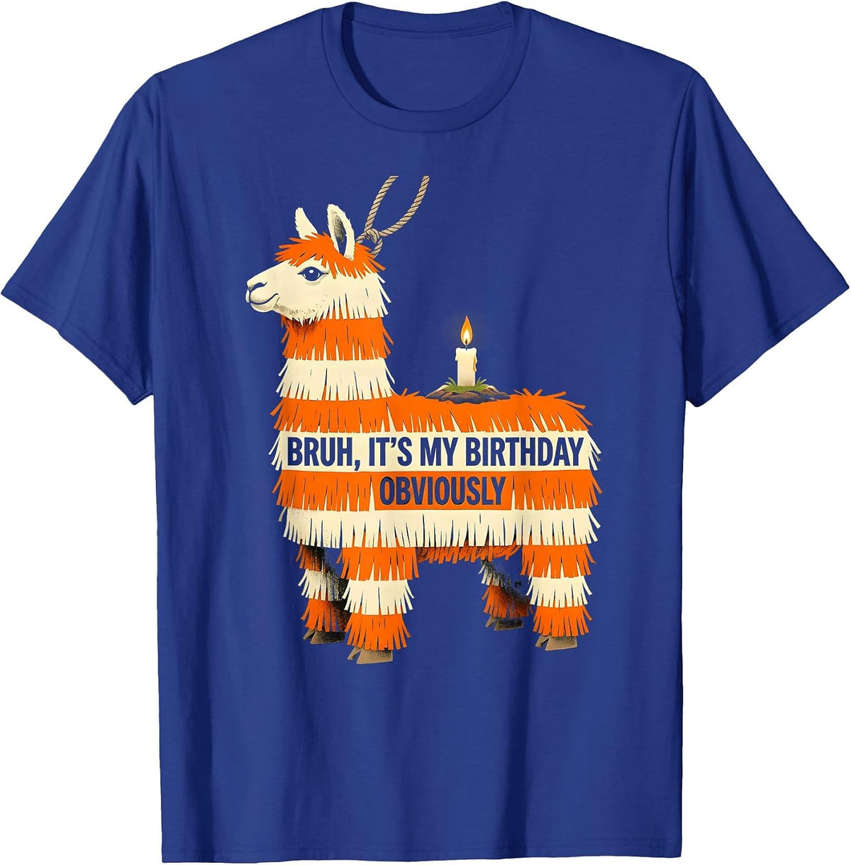 Bruh It's My Birthday Obviously Funny Llama Pinata Party T-Shirt - Royal Blue