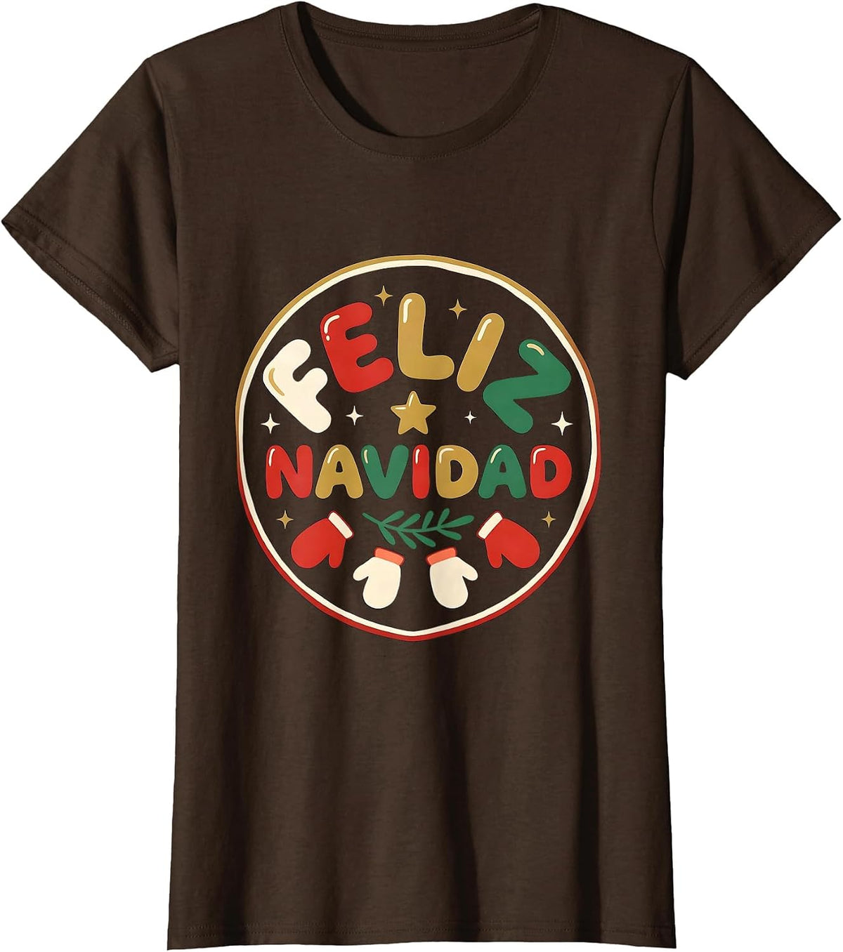 Women's Feliz Navidad Family Matching Spanish Mexican Christmas T-Shirt - Brown