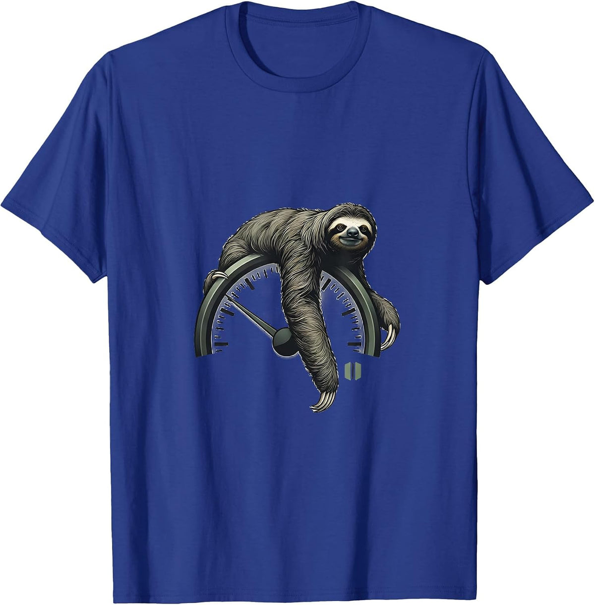 Men's Calm Sloth Speedometer Minimalist Funny Gift T-Shirt - Royal Blue