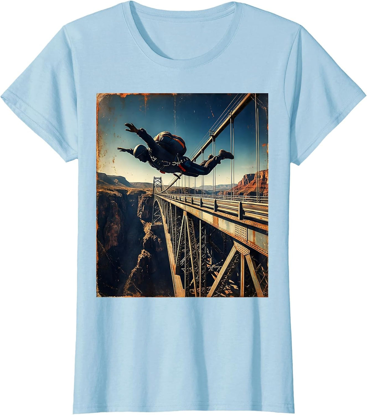 Falls Out Balls Out BASE Jumper Bridge Leap T-Shirt - Baby Blue