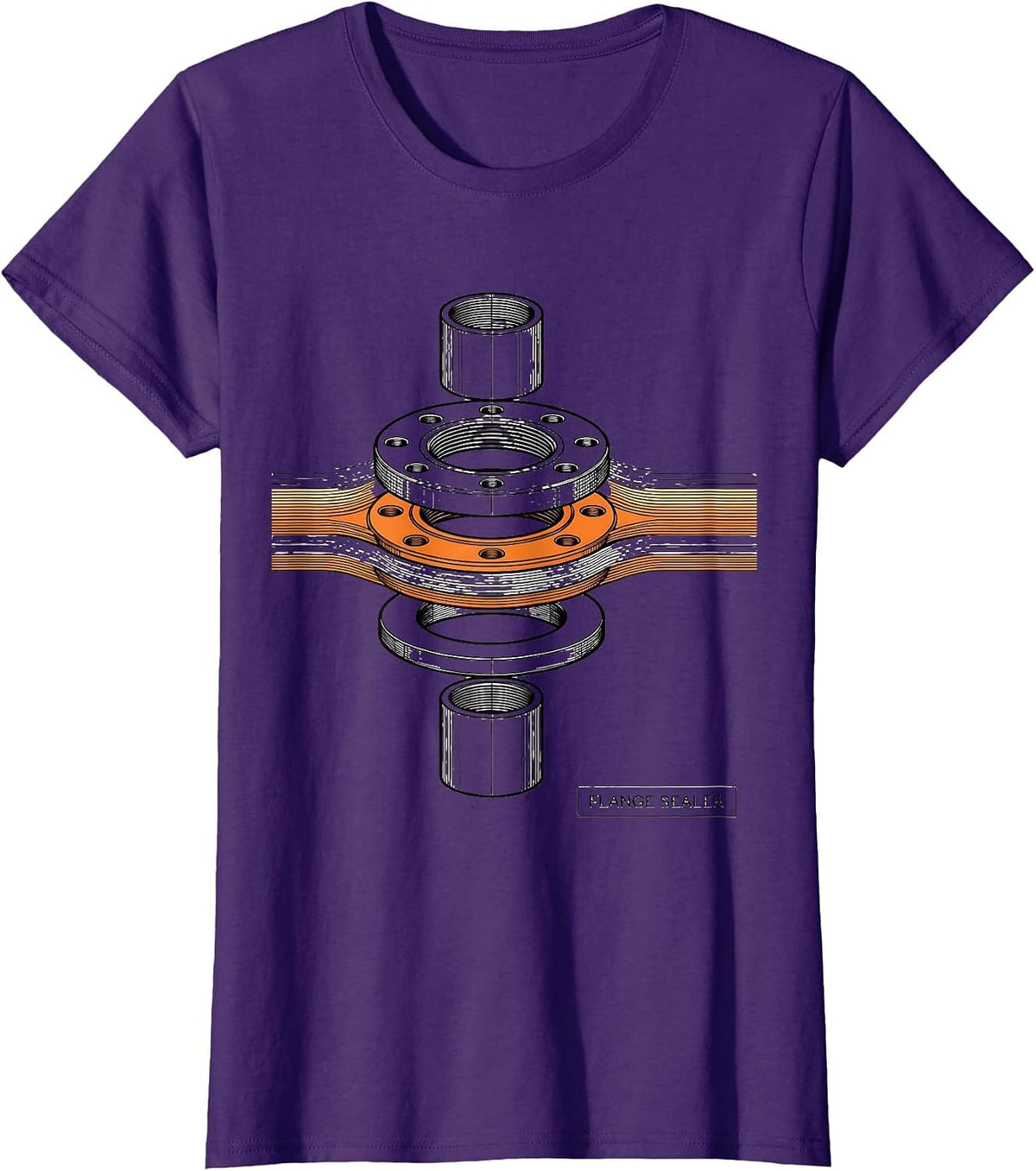 Women's Flange Sealer Exploded Pipe Flange Plumbing Humor Gift T-Shirt - Purple