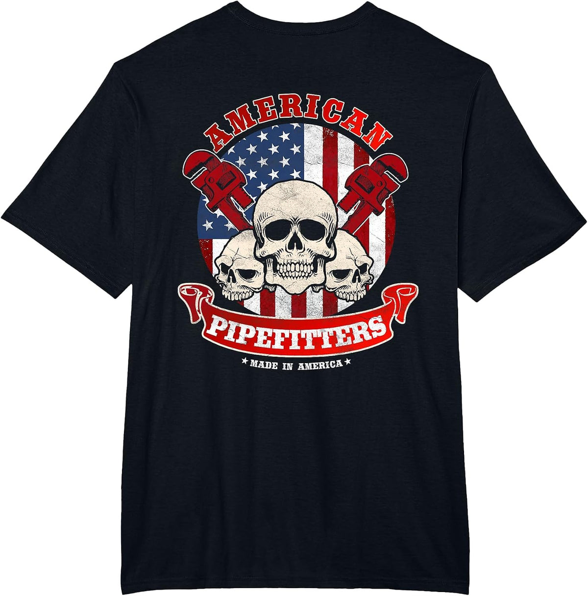 Pipefitter Gifts Funny Plumber Image On Back of Shirt T-Shirt - Black