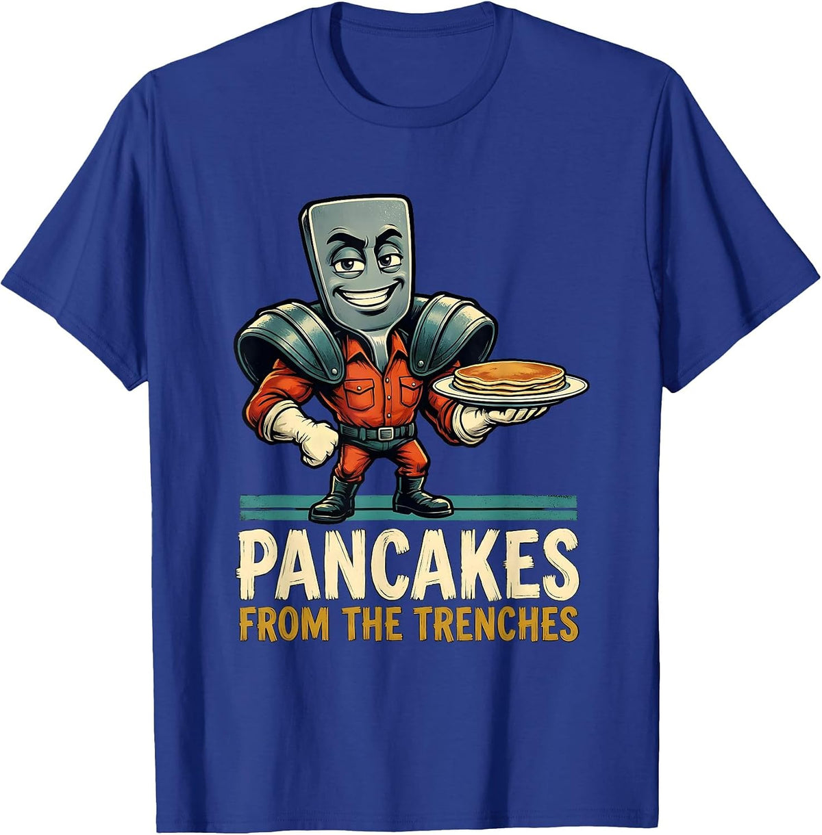 Men's Pancakes From The Trenches Funny Football Lineman Offensive T-Shirt - Royal Blue