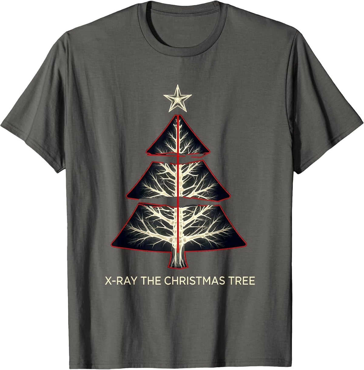 Men's X-Ray The Christmas Tree Funny Radiology Tech Christmas T-Shirt - Asphalt Grey