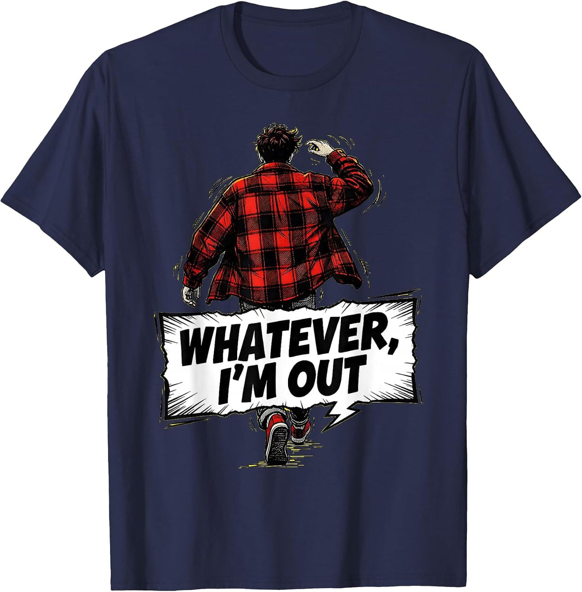 Men's Whatever I'm Out Retro 90s Attitude Design T-Shirt - Navy Blue