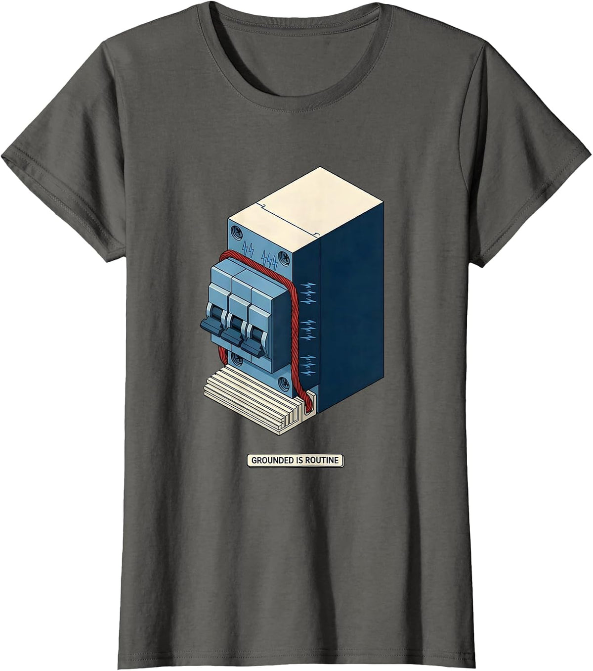 Women's Grounded Is Routine Funny Electrician Gift for Dad T-Shirt - Asphalt Grey
