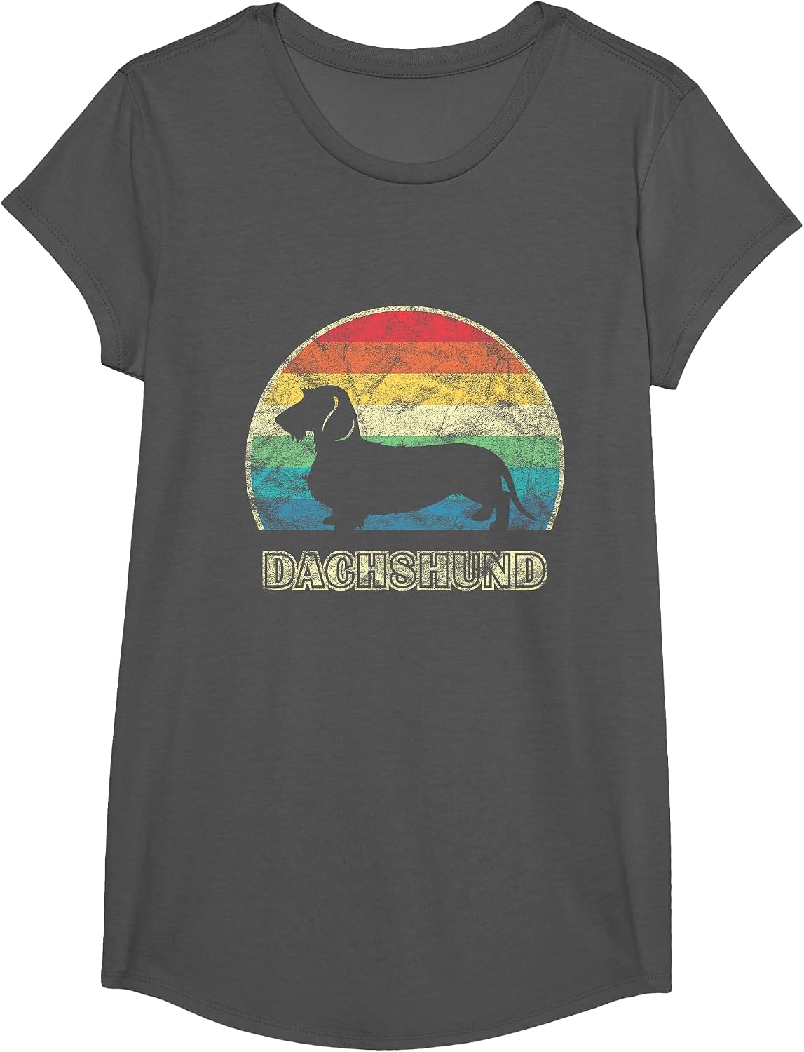 Vintage Wirehaired Dachshund T-Shirt - Girls Asphalt Grey