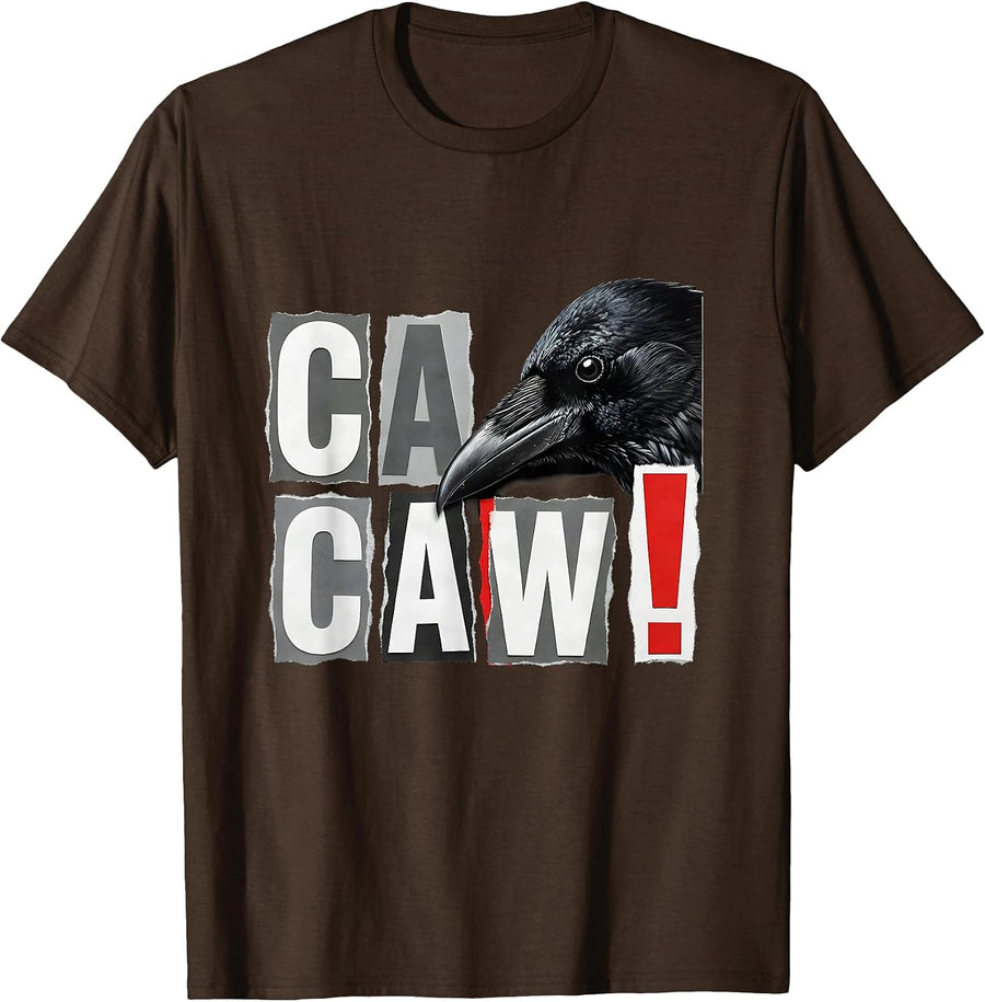 Men's Ca Caw! Punk Metal Crow Humor Dark Bird F-Caw-F Gothic T-Shirt - Brown